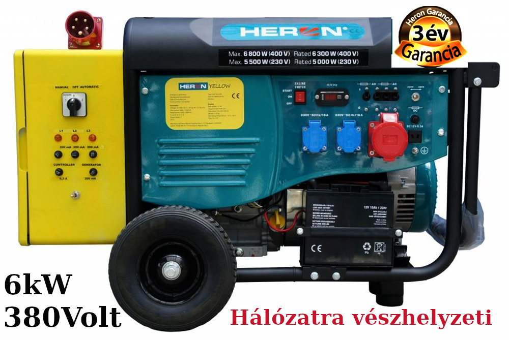 Aggregátor  6kW 400V önindítós VÉSZHELYZETI